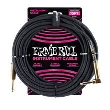 Cargar imagen en el visor de la galería, Cables para Instrumento de 10ft con Punta en Ángulo Ernie Ball Braided - Disponible en Varios Colores