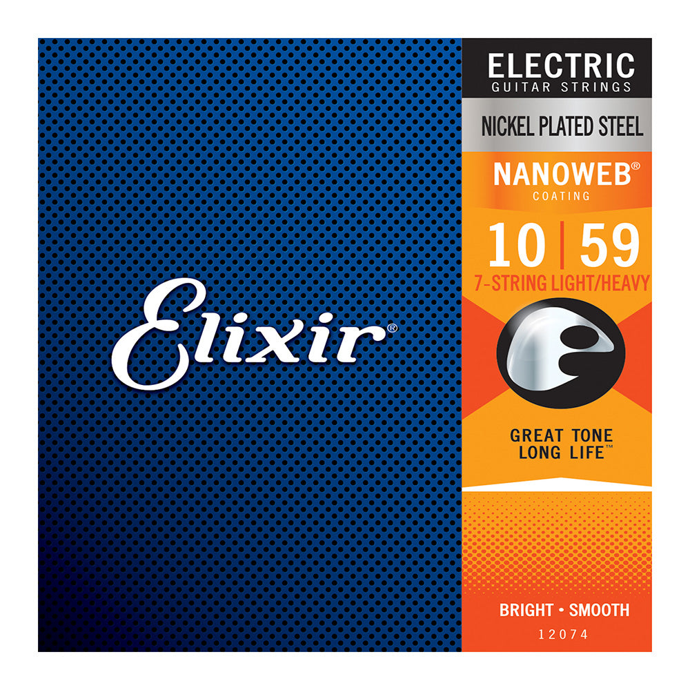 Cuerdas de Guitarra Eléctrica 7 Cuerdas Elixir Nanoweb Nickel Plated Steel 10-59