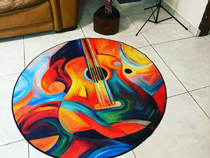 Abstract Guitar Round Rug