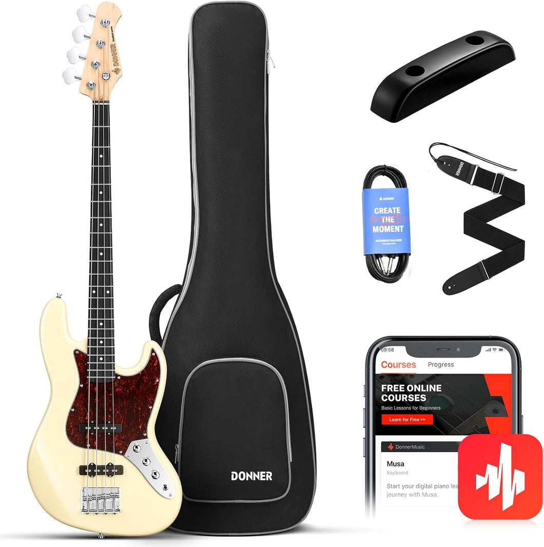 Bajo Eléctrico Donner DJB 510B Jazz Bass Blanco