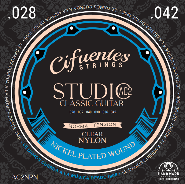 Cuerdas de Guitarra Clásica Cifuentes Strings AC2 Nickel Wound Nylon Transparente Tensión Media
