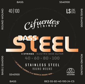 Cuerdas de Bajo Cifuentes Strings Bass Stainless Steel 40-100 Escala Larga