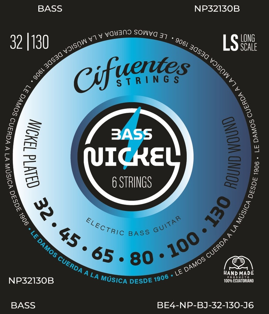 Cuerdas de Bajo 6 Cuerdas Cifuentes Strings Bass Nickel Plated 32-130 Escala Larga