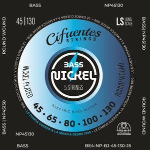 Cuerdas de Bajo 5 Cuerdas Cifuentes Strings Bass Nickel Plated 45-130 Escala Larga