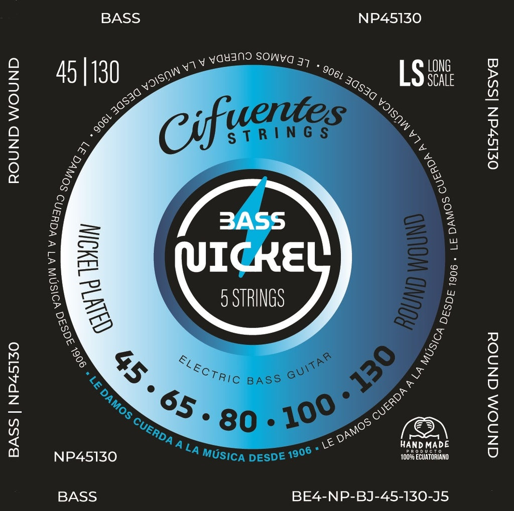 Cuerdas de Bajo 5 Cuerdas Cifuentes Strings Bass Nickel Plated 45-130 Escala Larga