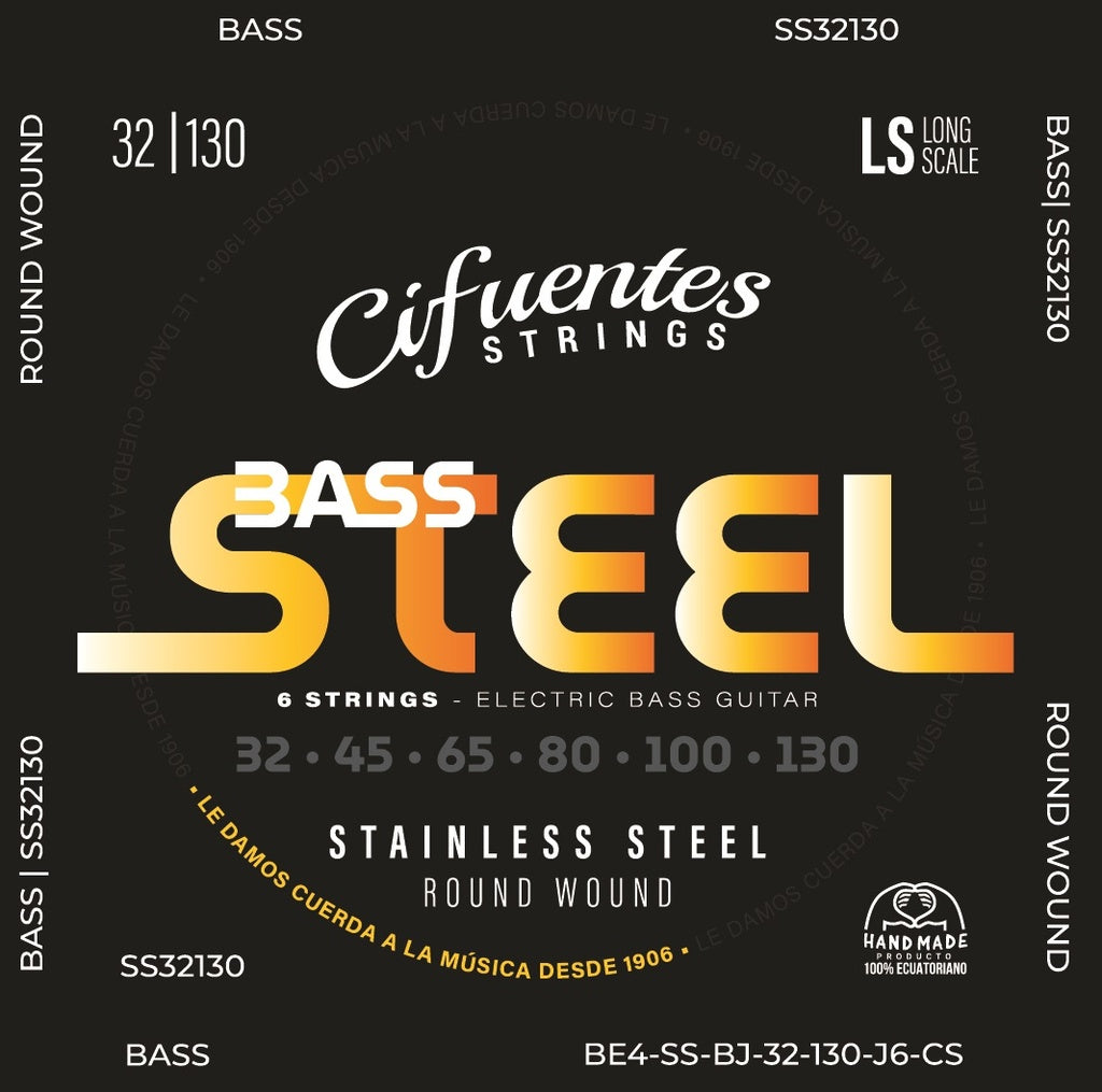 Cuerdas de Bajo 6 Cuerdas Cifuentes Strings Bass Stainless Steel 32-130 Escala Larga