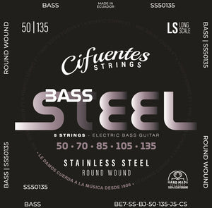 Cuerdas de Bajo 5 Cuerdas Cifuentes Strings Bass Stainless Steel 50-135 Escala Larga