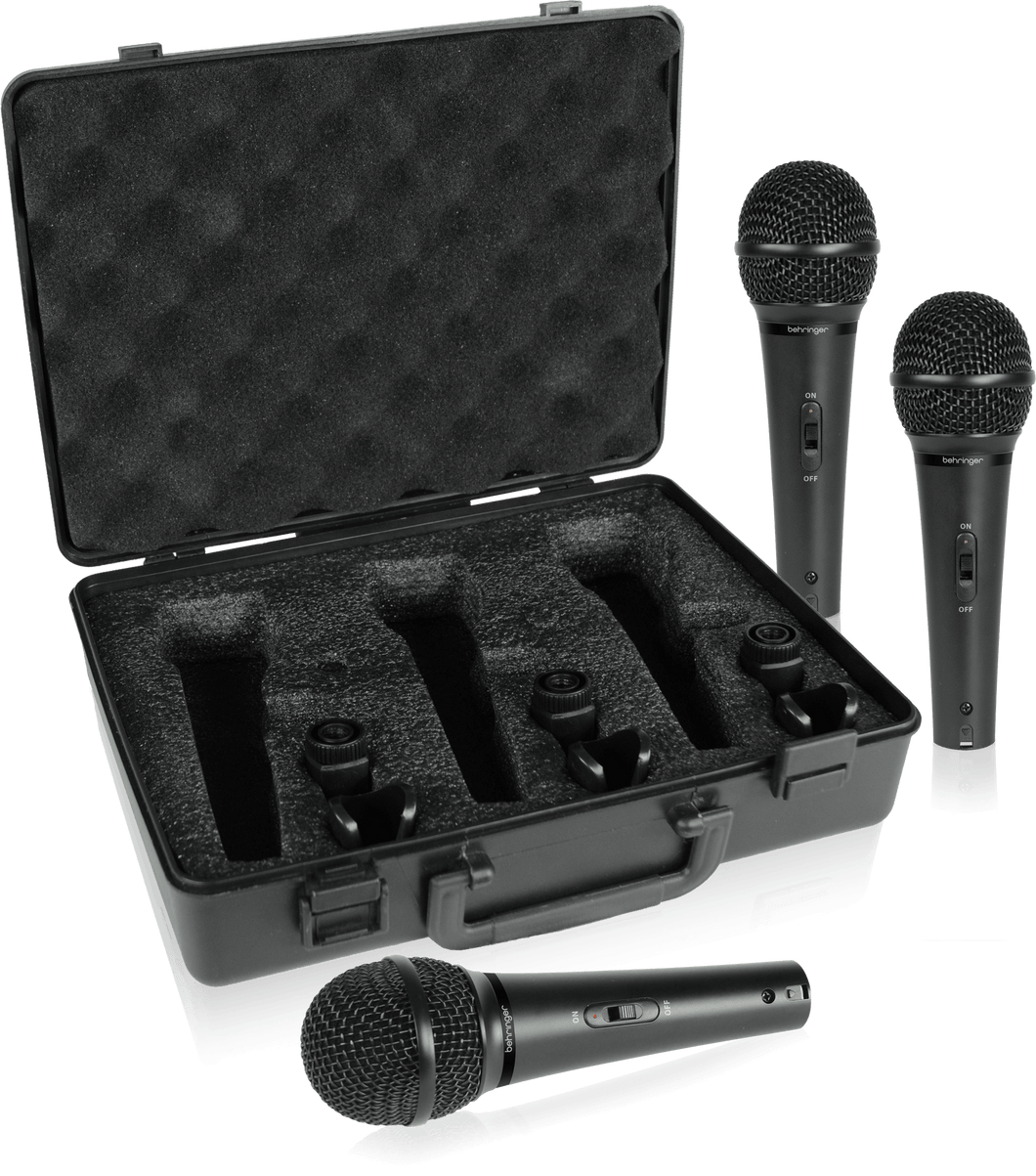 Paquete de 3 Micrófonos Behringer Dinámicos Supercardioides para Voz e Instrumentos XM1800S