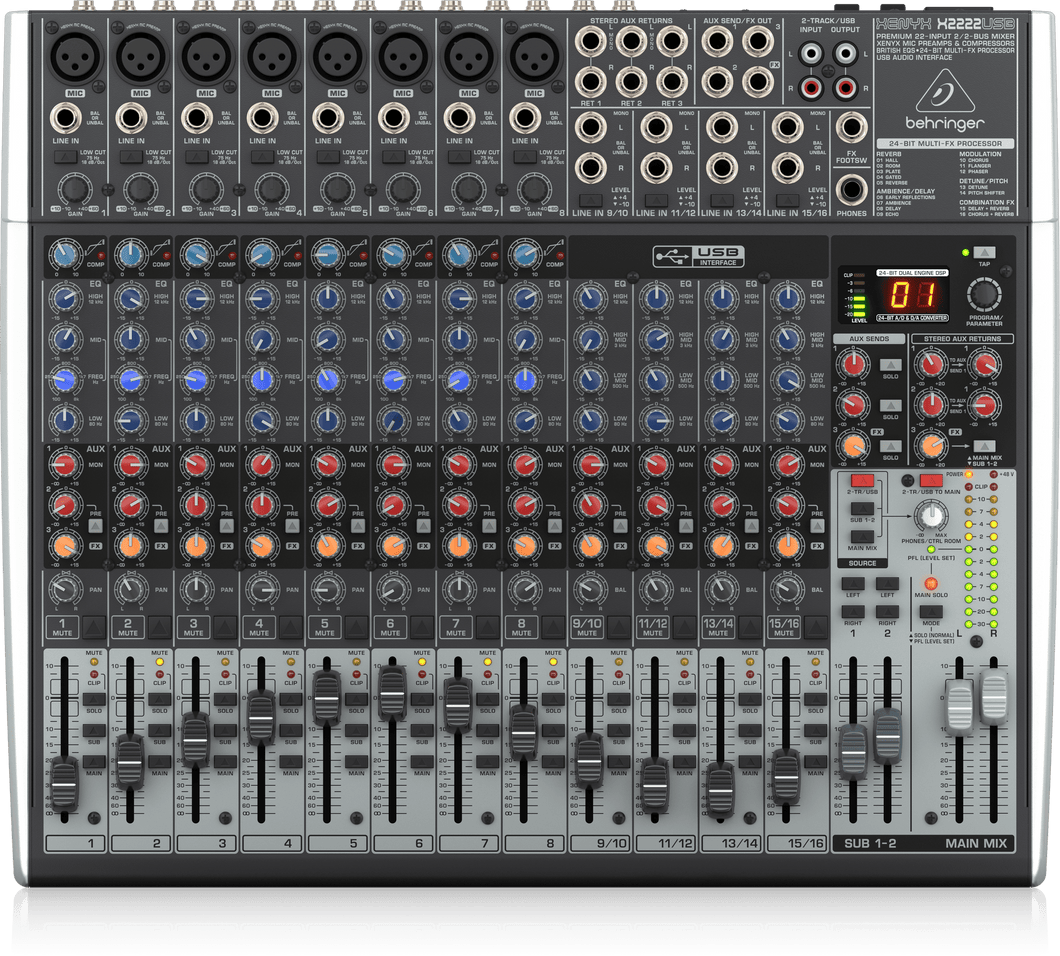 Mezclador Behringer de 22 Entradas 24-bits XENYX X2222-USB