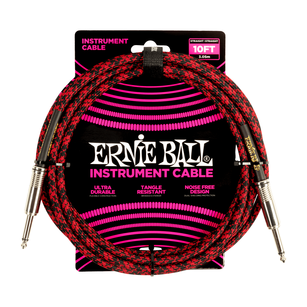 10ft Ernie Ball Braided Angled Tip Instrument Cables