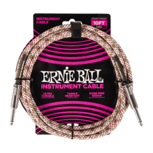 Cargar imagen en el visor de la galería, Cables para Instrumento de 10ft con Punta Recta Ernie Ball Braided - Disponible en Varios Colores
