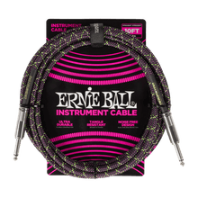 Cargar imagen en el visor de la galería, Cables para Instrumento de 10ft con Punta Recta Ernie Ball Braided - Disponible en Varios Colores
