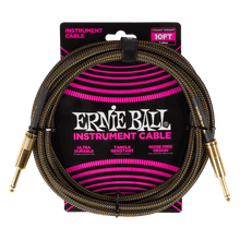 Cargar imagen en el visor de la galería, Cables para Instrumento de 10ft con Punta Recta Ernie Ball Braided - Disponible en Varios Colores
