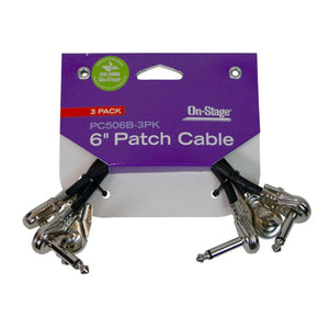 Pack of 3 6" On-Stage PC506B Patch Cables 
