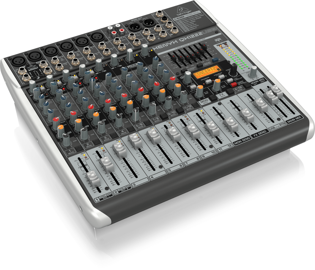 12 Channel Passive Analog Console with USB Interface and Behringer Xenyx QX1222USB Multi-Effects Processor