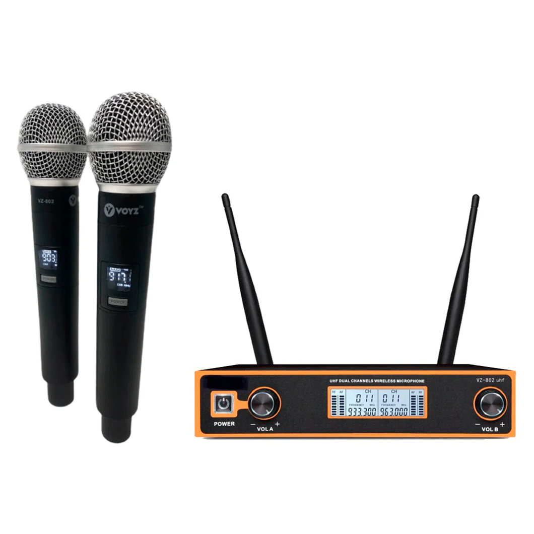 Sistema Portátil de Micrófonos Dual Inalámbricos Voyz 802UHF