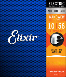 Cuerdas de Guitarra Eléctrica 7 Cuerdas Elixir Nanoweb Nickel Plated Steel 10-56