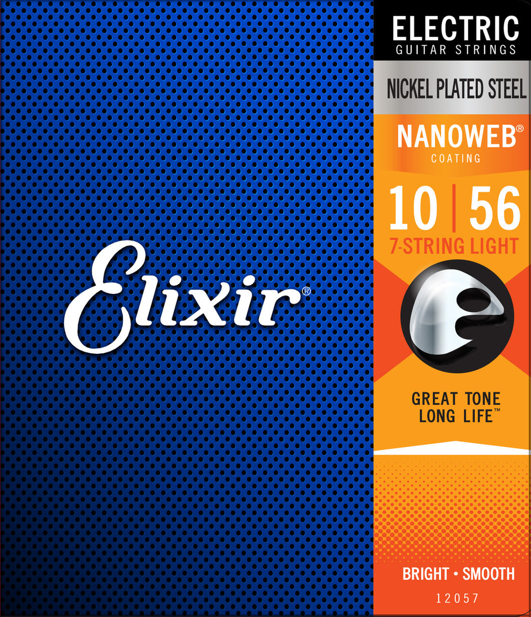 Cuerdas de Guitarra Eléctrica 7 Cuerdas Elixir Nanoweb Nickel Plated Steel 10-56