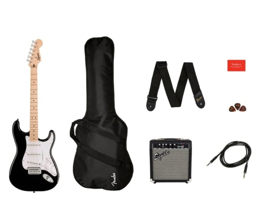 Pack de Guitarra Eléctrica Debut Squier Stratocaster, Black