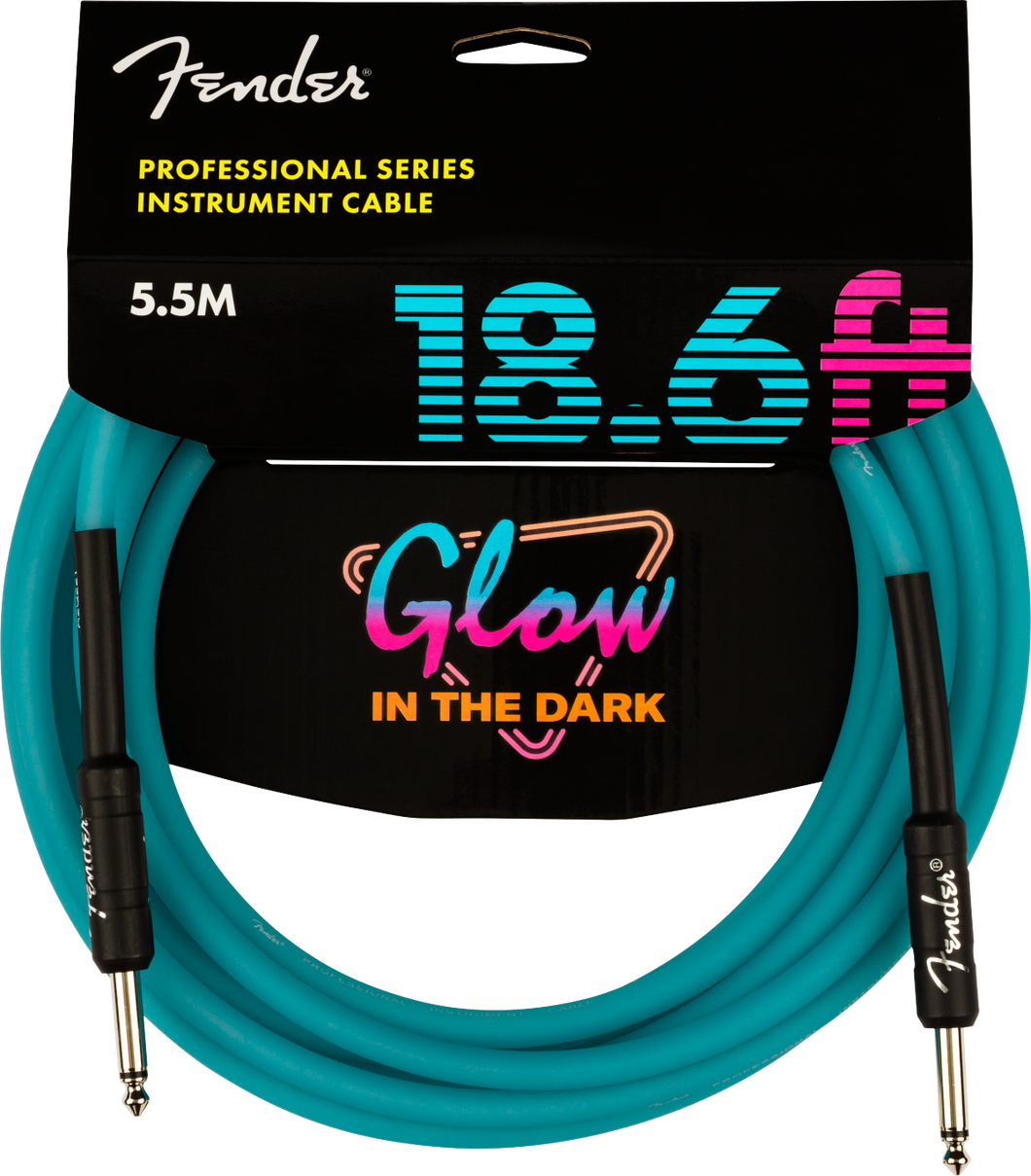 Fender Professional Series Glow in the Dark 18.6ft Instrument Cable with Straight Tip 
