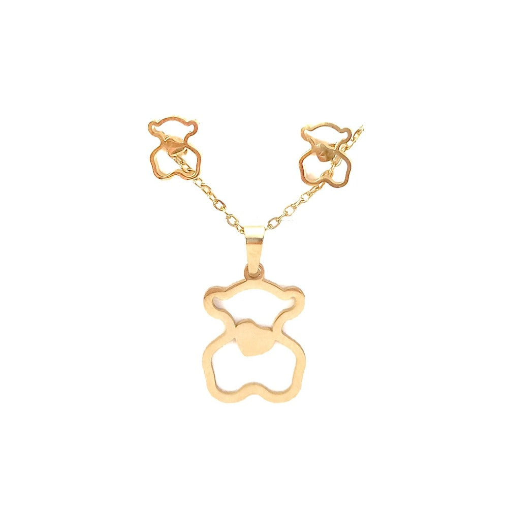 Teddy Bear Necklace and Earrings Set