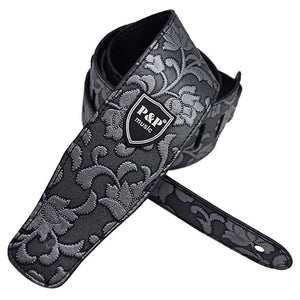 Wide Leather Guitar Strap with Nail Holder P&amp;P Music - Various Designs 