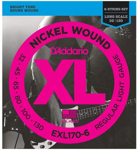 D'Addario XL EXL170-6 Nickel Wound 6-String Bass Strings 32-130 Long Scale