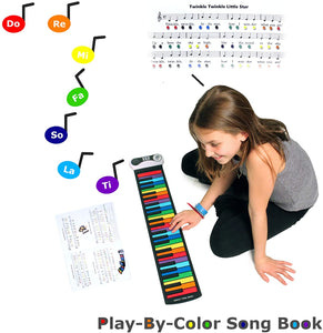 Mukikim Rock and Roll It! 49-Key Roll-Up Keyboard Rainbow Piano