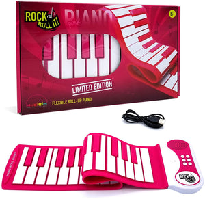 Mukikim 37-Key Roll-Up Keyboard Rock and Roll It! Piano Pink Limited Edition