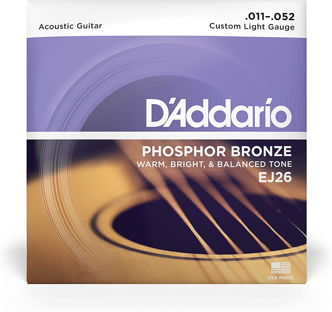 Cuerdas de Guitarra Acústica D'Addario EJ26 Phosphor Bronze 11-52