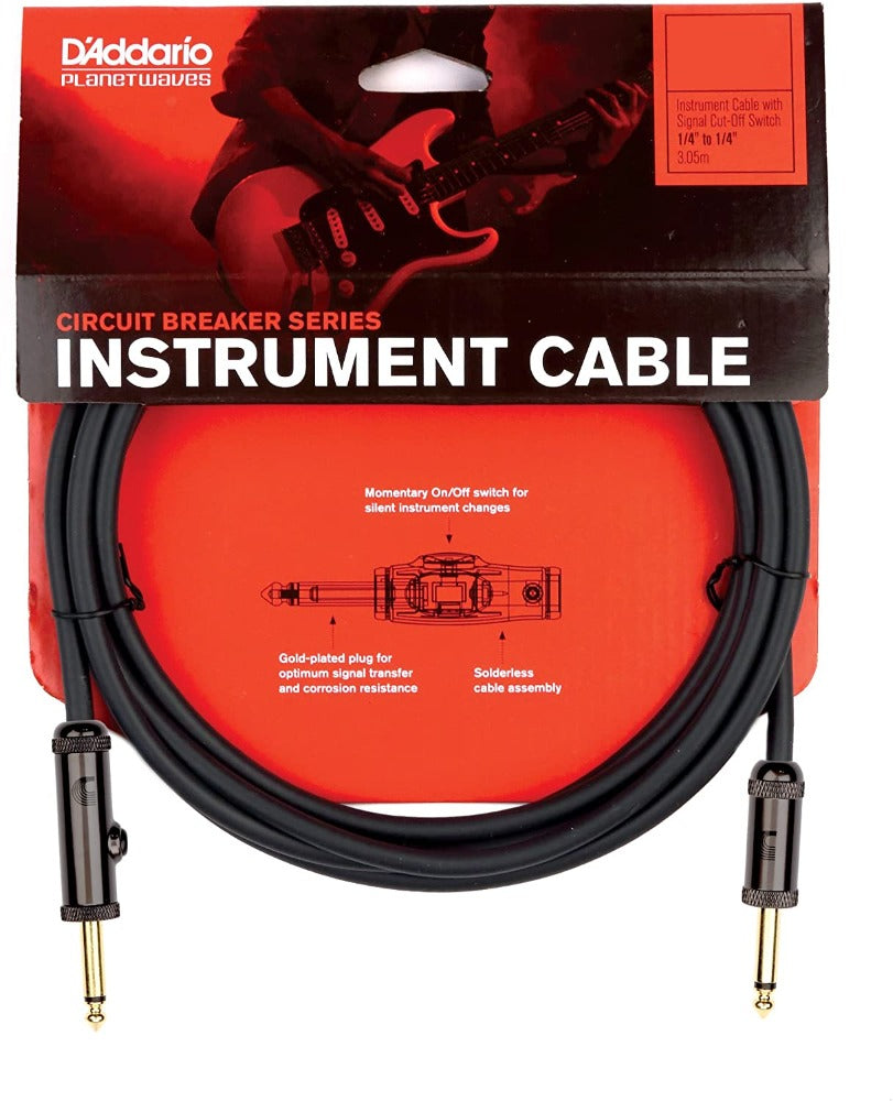 D'Addario Circuit Breaker Series 10ft Instrument Cable with Straight Tip