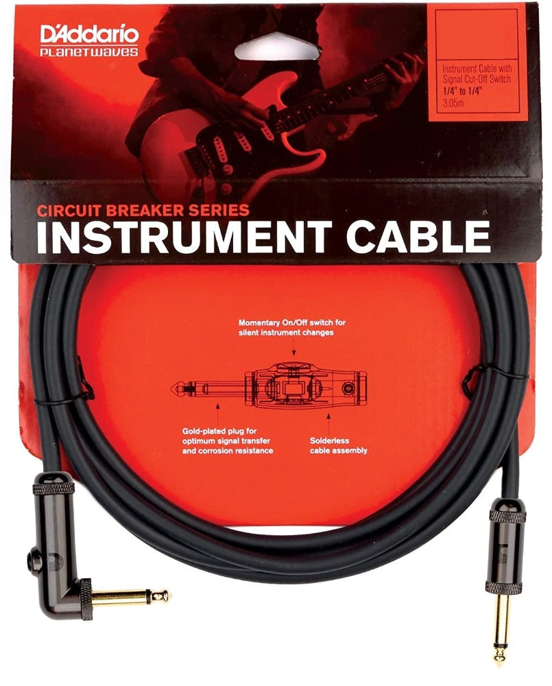 D'Addario Circuit Breaker Series Angled Tip Instrument Cable 10ft