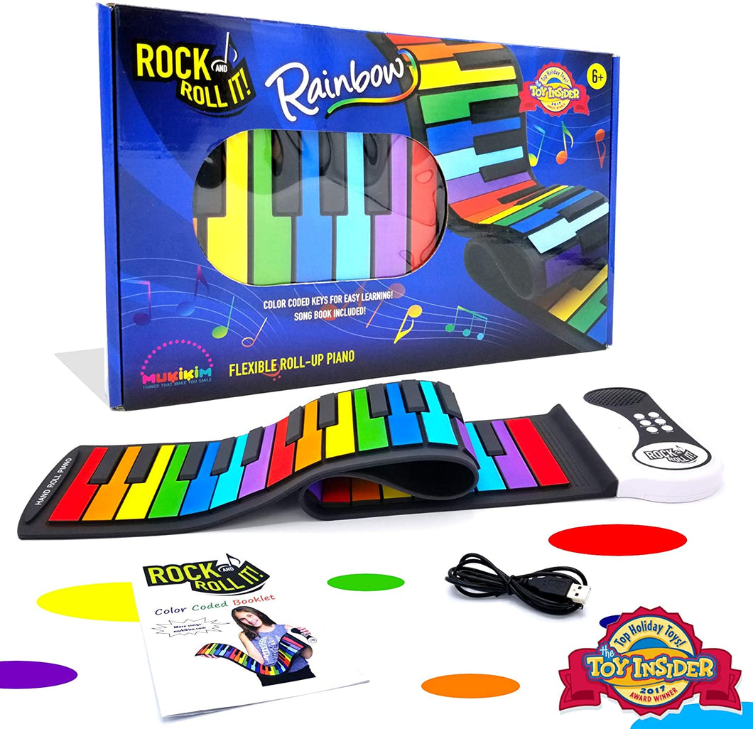 Mukikim Rock and Roll It! 49-Key Roll-Up Keyboard Rainbow Piano