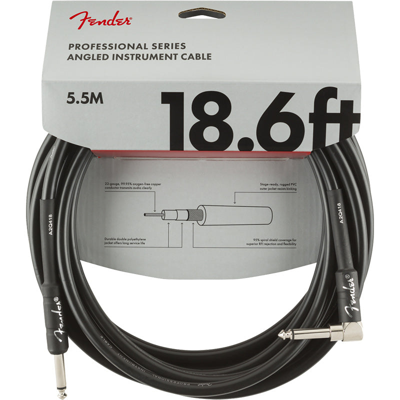 18.6ft Instrument Cable with Angled Tip Fender professional Series