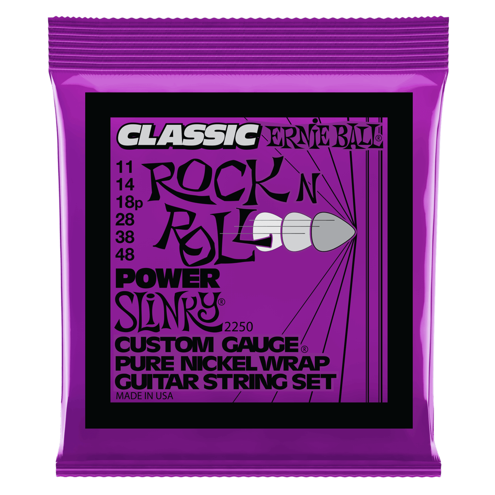 Ernie Ball Power Slinky Classic Rock n Roll Electric Guitar Strings Pure Nickel Wrap 11-48