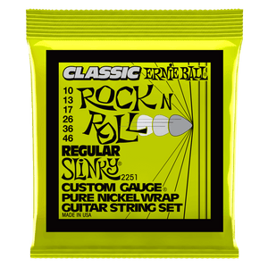 Ernie Ball Regular Slinky Classic Rock n Roll Electric Guitar Strings Pure Nickel Wrap 10-46