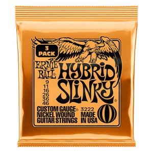 Cuerdas de Guitarra Eléctrica Ernie Ball Hybrid Slinky Nickel Wound 9-46 3 Pack