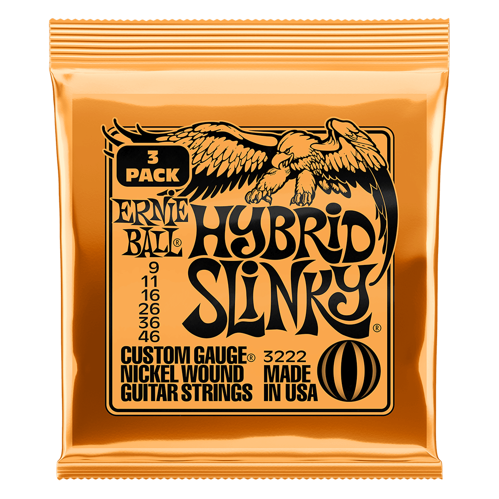 Ernie Ball Hybrid Slinky Nickel Wound Electric Guitar Strings 9-46 3 Pack