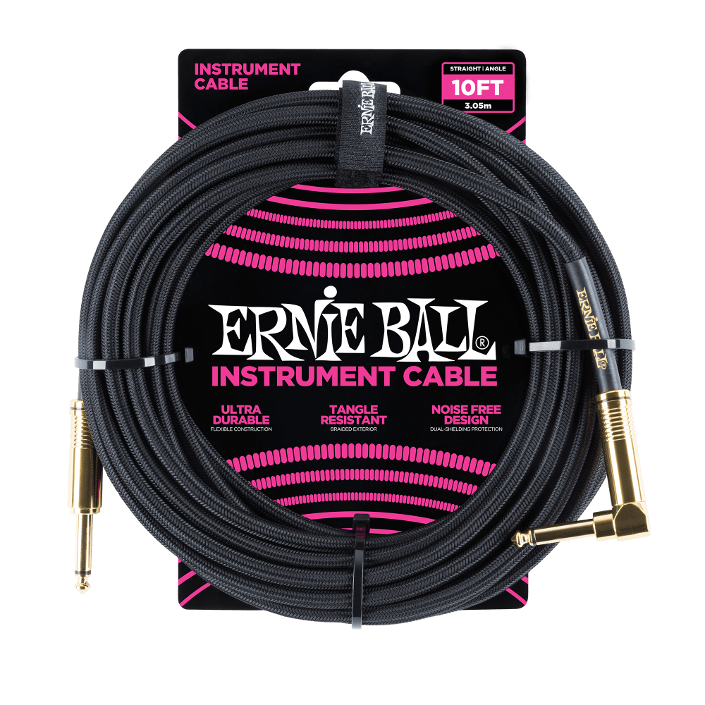 Cables para Instrumento de 10ft con Punta en Ángulo Ernie Ball Braided - Disponible en Varios Colores