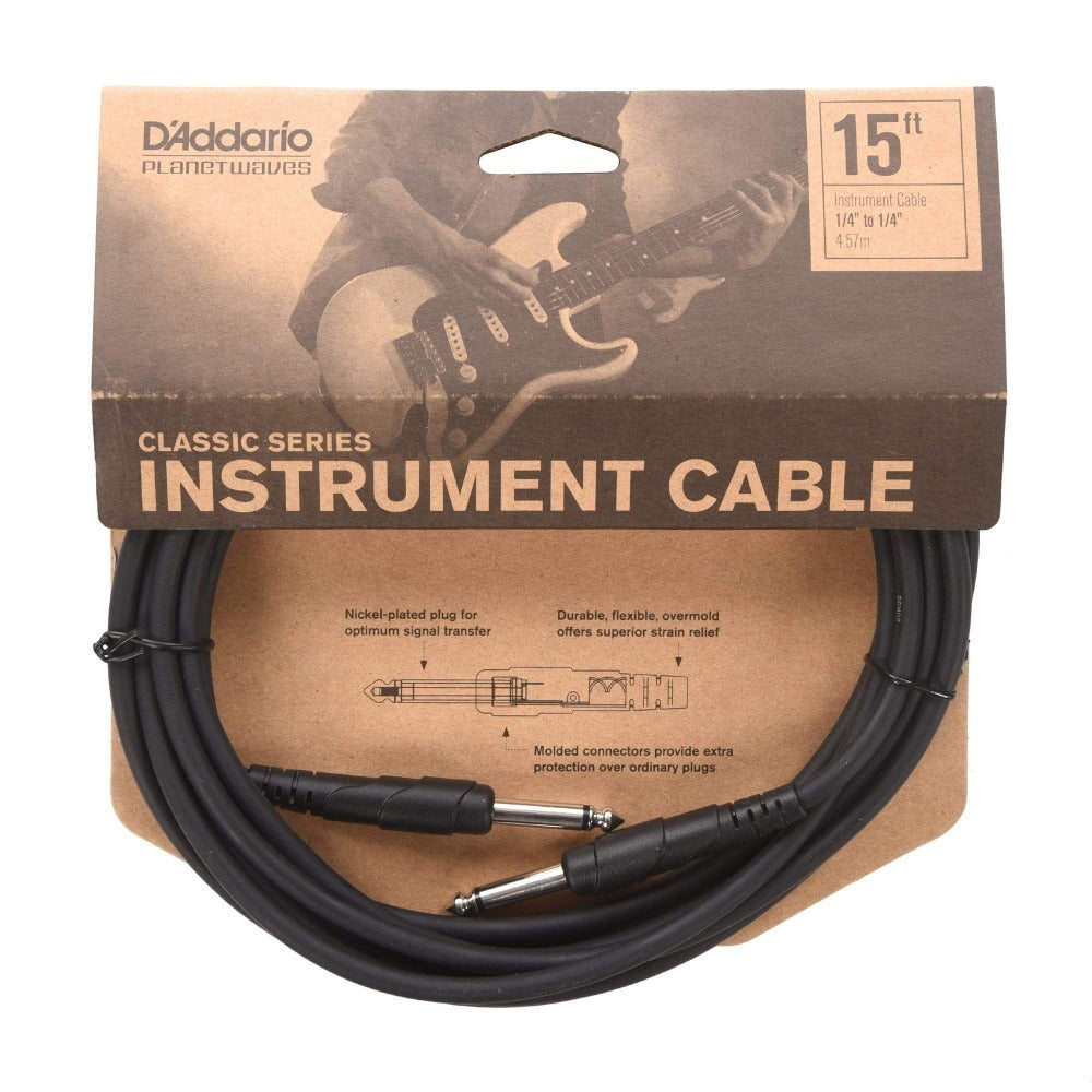 D'Addario Classic Series 15ft Instrument Cable with Straight Tip