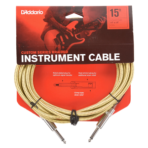 D'Addario Custom Series Braided 15ft Instrument Cable with Straight Tip