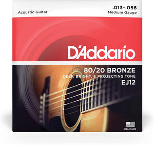 D'Addario Acoustic Guitar Strings EJ12 80/20 Bronze 13-56