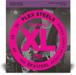 Cuerdas de Bajo D'Addario XL EFX170SL Flex Steels 45-100 Escala Súper Larga