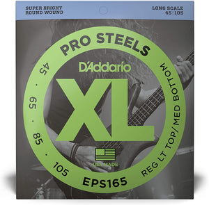 Cuerdas de Bajo D'Addario XL EPS165 Pro Steels 45-105 Escala Larga