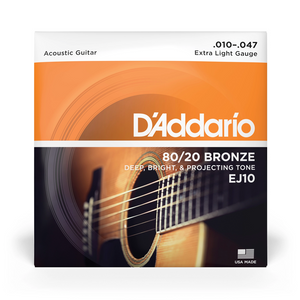 D'Addario EJ10 80/20 Bronze 10-47 Acoustic Guitar Strings