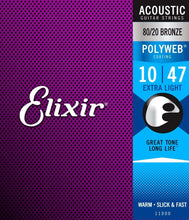 Cargar imagen en el visor de la galería, Cuerdas de Guitarra Acústica Elixir Polyweb 80/20 Bronze 10-47
