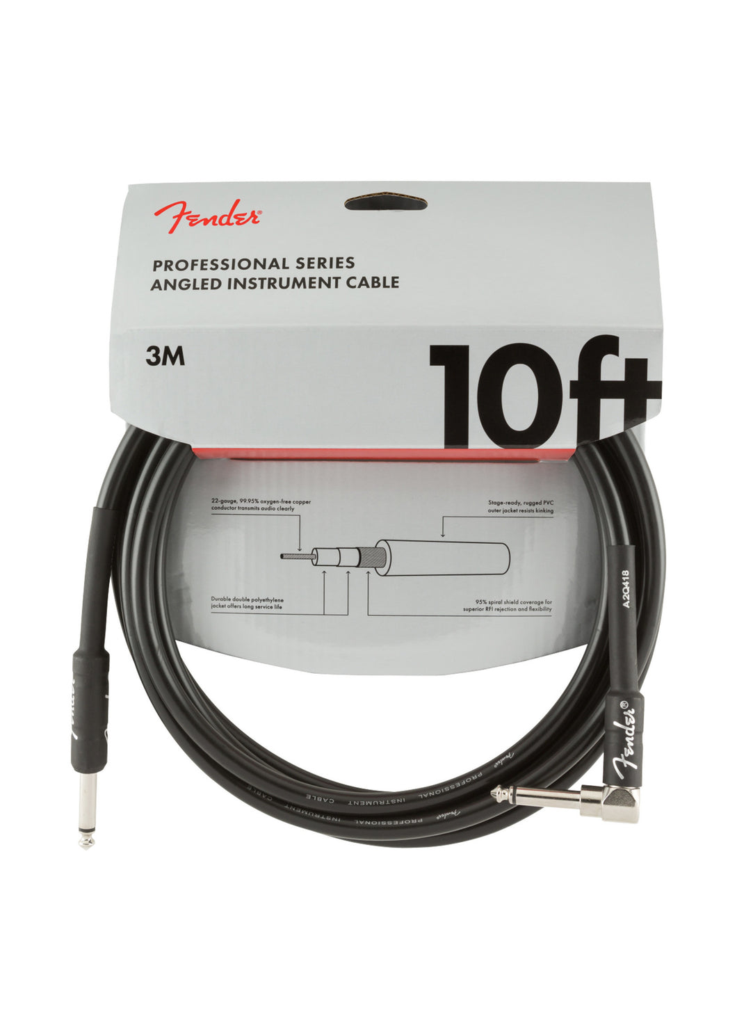10ft Instrument Cable with Angled Tip Fender professional Series
