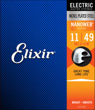 Cargar imagen en el visor de la galería, Cuerdas de Guitarra Eléctrica Elixir Nanoweb Nickel Plated Steel 11-49
